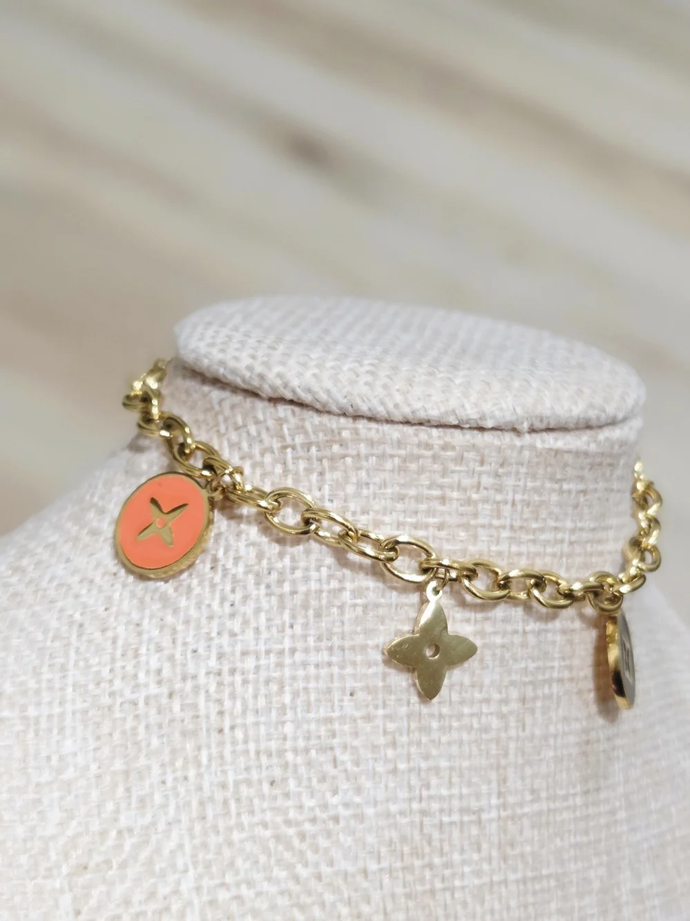 Gold Charm Chain Bracelet with Colorful Enamel Discs